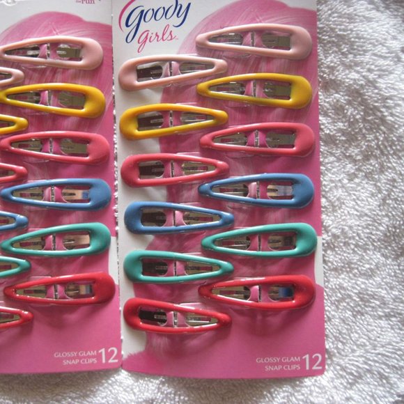 12 Goody Girls Colorful Glossy Glam Color Epoxy Covered Metal Hair Snap Clips - Picture 1 of 6